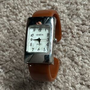 Geneva Elite women’s‎ vintage orange/silverv bracelet bangle watch one size